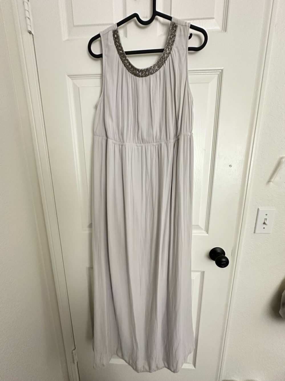 H&M MAMA Embellished Neckline Sleeveless Maxi Dress Light Gray Size S